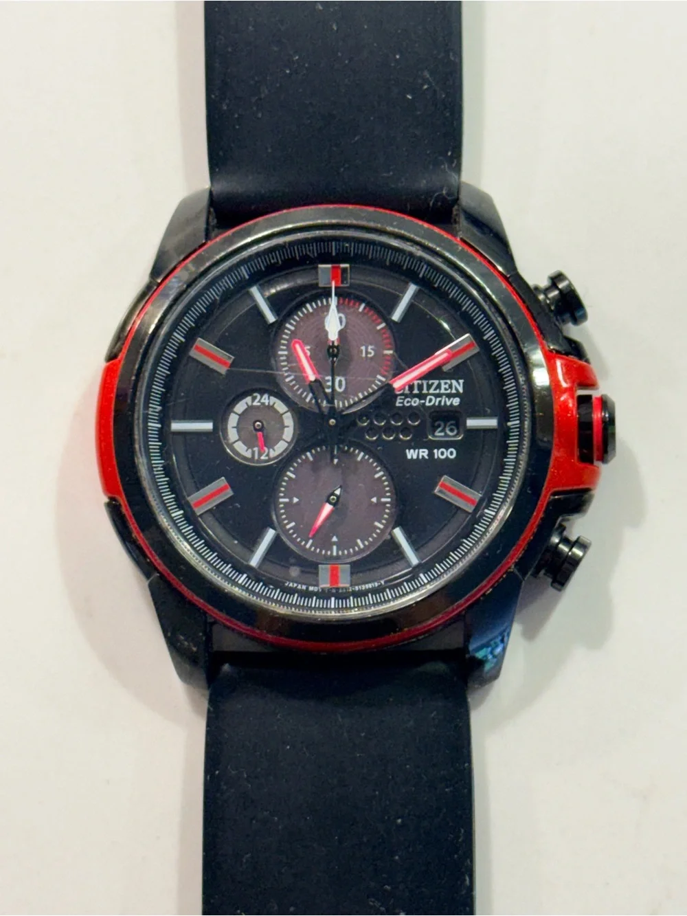 Citizen Black and Red Sport Chronograph Watch